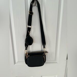 Black Multi-Pocket Crossbody Bag